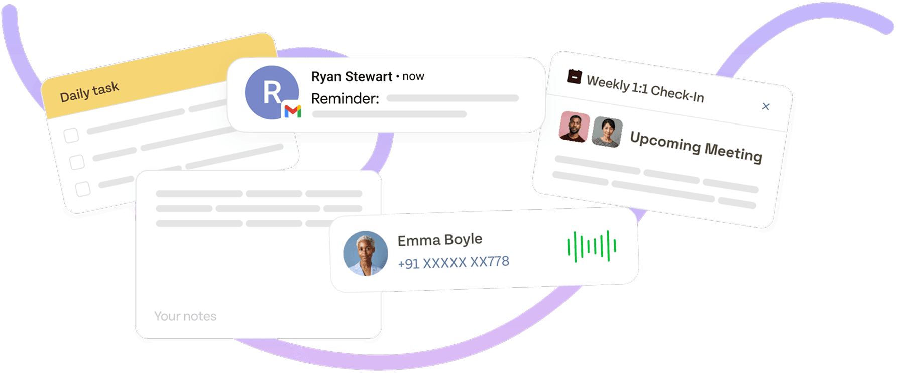Deal signals visualized as cards with a connecting line