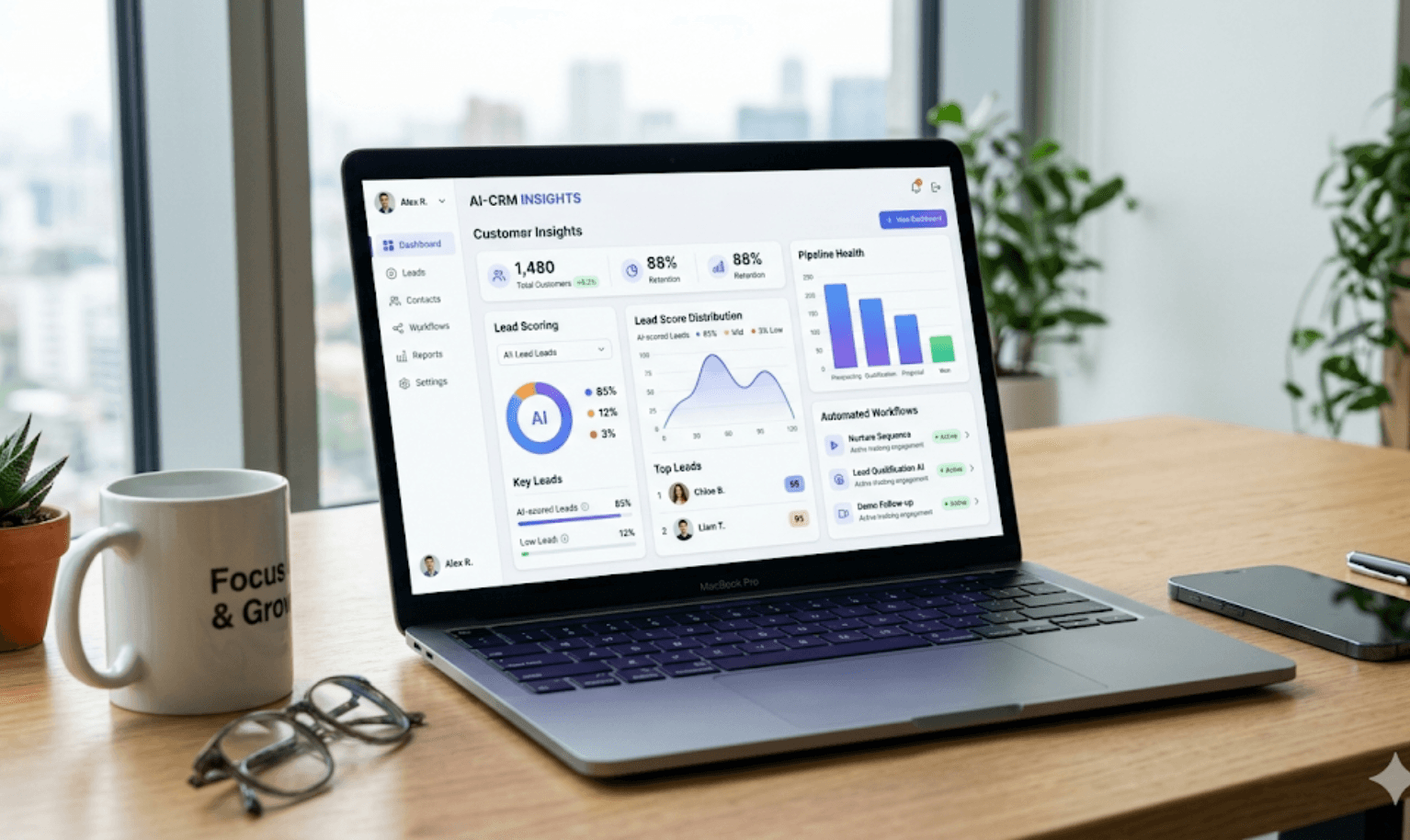 AI CRM dashboard shows impact of AI powered crm features