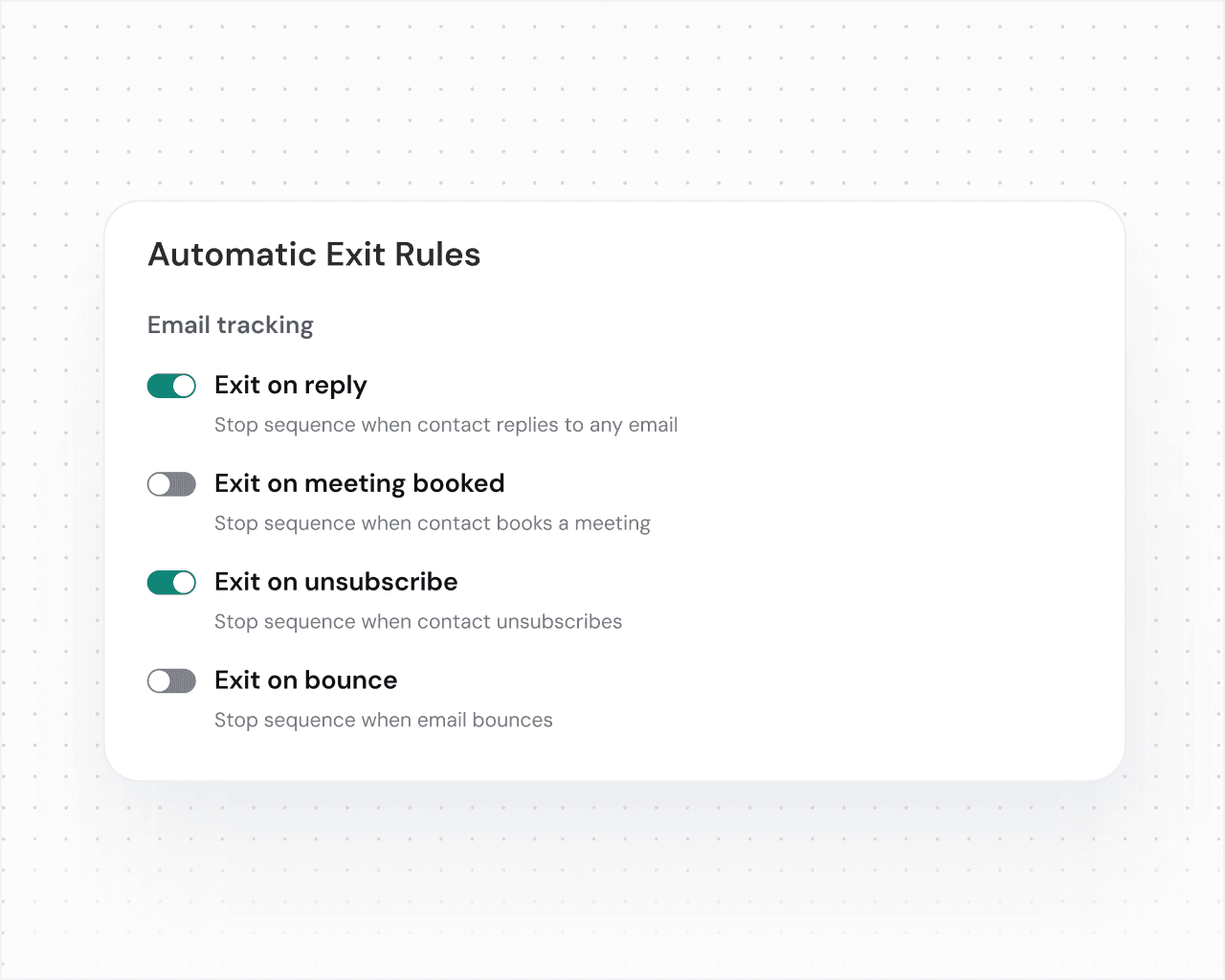 End sequences automatically with smart exit rules