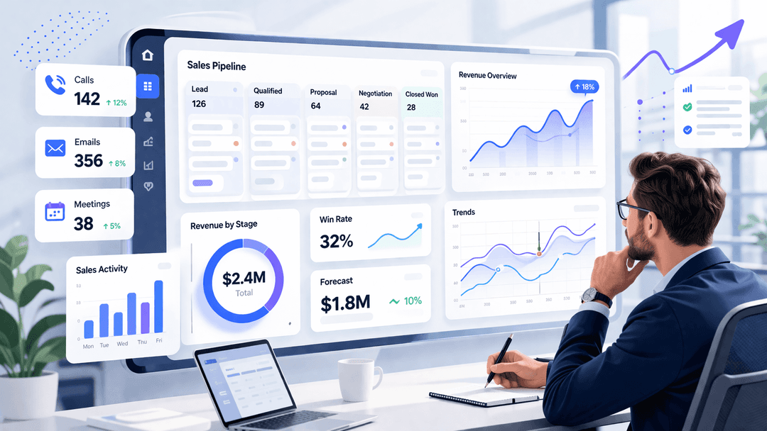 Sales manager analysing the sales reports in the crm dashboard